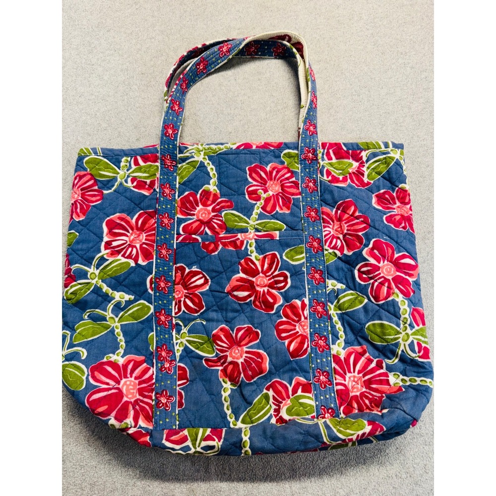 Gold Coast Quilted Tote Bag Women Large Blue Red Floral Print Boho Casual Cotton